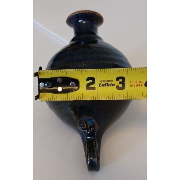 Vintage Round Ceramic Blue Glaze‎ Vase/Olive Oil Dispenser Signed J.F Handmade - Picture 8 of 8